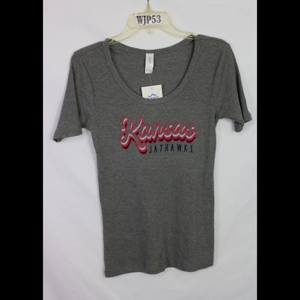 SUMMIT THROWBACK RIBBED SS TEE KANSAS JAYHAWKS SZ M NWT